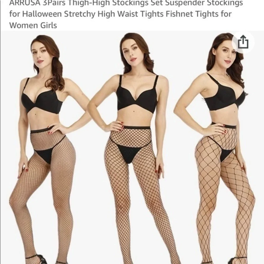 ARRUSA WOMANS BLACK FISHNET STOCKINGS
